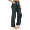 Alimens & Gentle Womens Pajama Pants Plaid Stretch Comfy Lounge Pants Drawstring Waist Sleep Bottoms with Pockets(Black  Green)