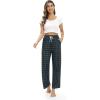Alimens & Gentle Womens Pajama Pants Plaid Stretch Comfy Lounge Pants Drawstring Waist Sleep Bottoms with Pockets(Black  Green)