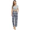 Alimens & Gentle Womens Pajama Pants Plaid Stretch Comfy Lounge Pants Drawstring Waist Sleep Bottoms with Pockets(Black white  Grey)