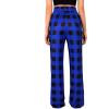 Alimens & Gentle Womens Pajama Pants Plaid Stretch Comfy Lounge Pants Drawstring Waist Sleep Bottoms with Pockets(Black&blue)