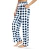 Alimens & Gentle Womens Pajama Pants Plaid Stretch Comfy Lounge Pants Drawstring Waist Sleep Bottoms with Pockets(Navy white)