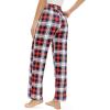 Alimens & Gentle Womens Pajama Pants Plaid Stretch Comfy Lounge Pants Drawstring Waist Sleep Bottoms with Pockets(Red  Navy white)
