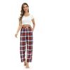 Alimens & Gentle Womens Pajama Pants Plaid Stretch Comfy Lounge Pants Drawstring Waist Sleep Bottoms with Pockets(Red  Navy white)