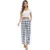 Alimens & Gentle Womens Pajama Pants Plaid Stretch Comfy Lounge Pants Drawstring Waist Sleep Bottoms with Pockets(White black plaid)