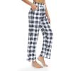 Alimens & Gentle Womens Pajama Pants Plaid Stretch Comfy Lounge Pants Drawstring Waist Sleep Bottoms with Pockets(White black plaid)
