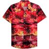 Alimens & Gentle Hawaiian Shirt for Men Summer Beach Casual Short Sleeve Button Down Shirts Printed Tropical Vacation Shirts(1609 Red)
