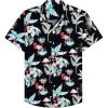 Alimens & Gentle Hawaiian Shirt for Men Summer Beach Casual Short Sleeve Button Down Shirts Printed Tropical Vacation Shirts(Black Bright Green)