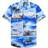 Alimens & Gentle Hawaiian Shirt for Men Summer Beach Casual Short Sleeve Button Down Shirts Printed Tropical Vacation Shirts(Blue Sky)