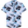 Alimens & Gentle Hawaiian Shirt for Men Summer Beach Casual Short Sleeve Button Down Shirts Printed Tropical Vacation Shirts(Blue White Palm)