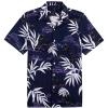 Alimens & Gentle Hawaiian Shirt for Men Summer Beach Casual Short Sleeve Button Down Shirts Printed Tropical Vacation Shirts(Dark Purple)