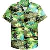 Alimens & Gentle Hawaiian Shirt for Men Summer Beach Casual Short Sleeve Button Down Shirts Printed Tropical Vacation Shirts(Green Beach)