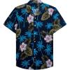 Alimens & Gentle Hawaiian Shirt for Men Summer Beach Casual Short Sleeve Button Down Shirts Printed Tropical Vacation Shirts(Navy Blue)