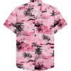 Alimens & Gentle Hawaiian Shirt for Men Summer Beach Casual Short Sleeve Button Down Shirts Printed Tropical Vacation Shirts(Pink Beach)