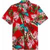 Alimens & Gentle Hawaiian Shirt for Men Summer Beach Casual Short Sleeve Button Down Shirts Printed Tropical Vacation Shirts(Red Green)