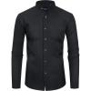 Alimens & Gentle Men’s Banded Collar Dress Shirts Wrinkle Free Long Sleeve Mandarin Collar Button Down Shirt(Black)