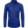 Alimens & Gentle Men’s Banded Collar Dress Shirts Wrinkle Free Long Sleeve Mandarin Collar Button Down Shirt(Royal Blue)