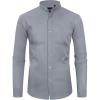 Alimens & Gentle Men’s Banded Collar Dress Shirts Wrinkle Free Long Sleeve Mandarin Collar Button Down Shirt(Silver Gray)