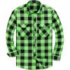 Alimens & Gentle Men’s Button Down Regular Fit Long Sleeve Plaid Flannel Casual Shirts(Bright Green Black Plaid)