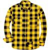 Alimens & Gentle Men’s Button Down Regular Fit Long Sleeve Plaid Flannel Casual Shirts(Bright Yellow Plaid)