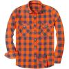 Alimens & Gentle Men’s Button Down Regular Fit Long Sleeve Plaid Flannel Casual Shirts(Orange Grey)