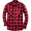 Alimens & Gentle Men’s Button Down Regular Fit Long Sleeve Plaid Flannel Casual Shirts(Red/Black Plaid)