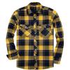 Alimens & Gentle Men’s Button Down Regular Fit Long Sleeve Plaid Flannel Casual Shirts(Yellow Navy Plaid)