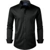 Alimens & Gentle Men’s Dress Shirt Regular Fit Stretch Stain Shield Long Sleeve Solid Business Wedding Button Down Shirts(Black)