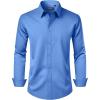 Alimens & Gentle Men’s Dress Shirt Regular Fit Stretch Stain Shield Long Sleeve Solid Business Wedding Button Down Shirts(Blue)
