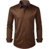 Alimens & Gentle Men’s Dress Shirt Regular Fit Stretch Stain Shield Long Sleeve Solid Business Wedding Button Down Shirts(Brown)
