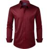 Alimens & Gentle Men’s Dress Shirt Regular Fit Stretch Stain Shield Long Sleeve Solid Business Wedding Button Down Shirts(Burgundy / Red)