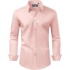 Alimens & Gentle Men’s Dress Shirt Regular Fit Stretch Stain Shield Long Sleeve Solid Business Wedding Button Down Shirts(Coral)