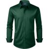 Alimens & Gentle Men’s Dress Shirt Regular Fit Stretch Stain Shield Long Sleeve Solid Business Wedding Button Down Shirts(Dark Green)