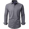 Alimens & Gentle Men’s Dress Shirt Regular Fit Stretch Stain Shield Long Sleeve Solid Business Wedding Button Down Shirts(Dark Grey)