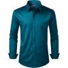 Alimens & Gentle Men’s Dress Shirt Regular Fit Stretch Stain Shield Long Sleeve Solid Business Wedding Button Down Shirts(Deep Sea)