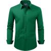 Alimens & Gentle Men’s Dress Shirt Regular Fit Stretch Stain Shield Long Sleeve Solid Business Wedding Button Down Shirts(Green)