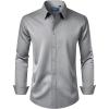 Alimens & Gentle Men’s Dress Shirt Regular Fit Stretch Stain Shield Long Sleeve Solid Business Wedding Button Down Shirts(Grey)