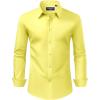 Alimens & Gentle Men’s Dress Shirt Regular Fit Stretch Stain Shield Long Sleeve Solid Business Wedding Button Down Shirts(Lemon Yellow)