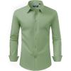 Alimens & Gentle Men’s Dress Shirt Regular Fit Stretch Stain Shield Long Sleeve Solid Business Wedding Button Down Shirts(Light / Green)