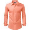 Alimens & Gentle Men’s Dress Shirt Regular Fit Stretch Stain Shield Long Sleeve Solid Business Wedding Button Down Shirts(Light / Orange)