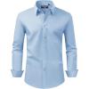Alimens & Gentle Men’s Dress Shirt Regular Fit Stretch Stain Shield Long Sleeve Solid Business Wedding Button Down Shirts(Light Blue)