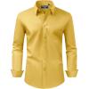 Alimens & Gentle Men’s Dress Shirt Regular Fit Stretch Stain Shield Long Sleeve Solid Business Wedding Button Down Shirts(Mustard Yellow)