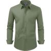 Alimens & Gentle Men’s Dress Shirt Regular Fit Stretch Stain Shield Long Sleeve Solid Business Wedding Button Down Shirts(Olive Green)