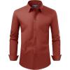 Alimens & Gentle Men’s Dress Shirt Regular Fit Stretch Stain Shield Long Sleeve Solid Business Wedding Button Down Shirts(Persimmon Red)