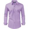 Alimens & Gentle Men’s Dress Shirt Regular Fit Stretch Stain Shield Long Sleeve Solid Business Wedding Button Down Shirts(Pink Purple)