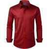 Alimens & Gentle Men’s Dress Shirt Regular Fit Stretch Stain Shield Long Sleeve Solid Business Wedding Button Down Shirts(Red)