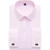 Alimens & Gentle Men’s Dress Shirts French Cuff Long Sleeve Regular Fit Formal Tuxedo Cufflinks Shirt(Twilled Pink)