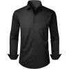 Alimens & Gentle Men’s Dress Shirts Long Sleeve Stretch Wrinkle Free Business Casual Button Down Shirt(Black)