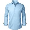 Alimens & Gentle Men’s Dress Shirts Long Sleeve Stretch Wrinkle Free Business Casual Button Down Shirt(Blue)