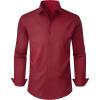 Alimens & Gentle Men’s Dress Shirts Long Sleeve Stretch Wrinkle Free Business Casual Button Down Shirt(Burgundy)