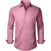 Alimens & Gentle Men’s Dress Shirts Long Sleeve Stretch Wrinkle Free Business Casual Button Down Shirt(Dusty Pink)